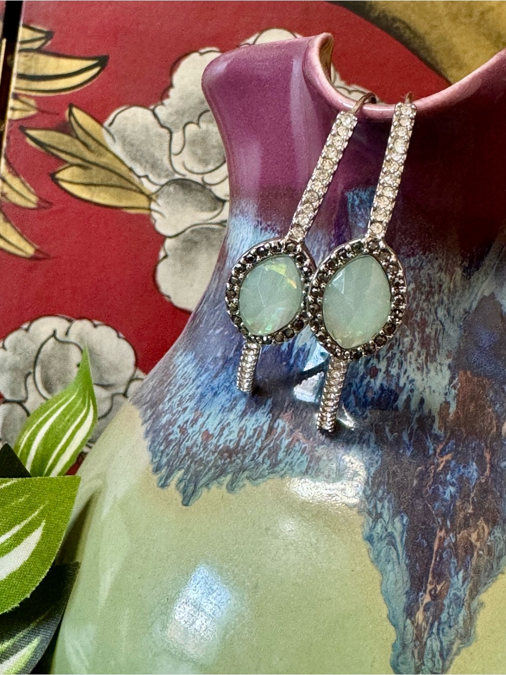 Women’s Stone Hoop Like Dangle Earrings